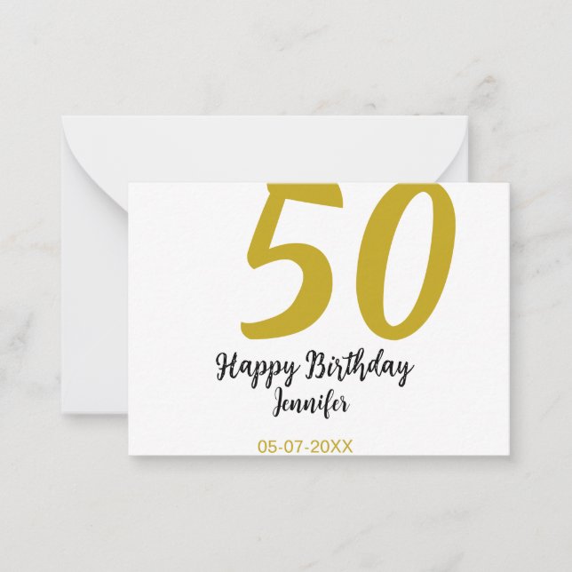 50th birthday add name date year black template go (Front)