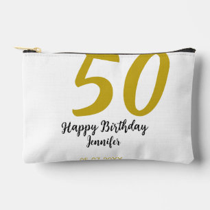 50th birthday add name date year black template go accessory pouch