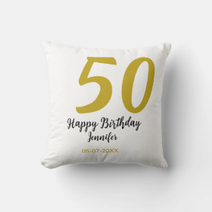 50th birthday add name date year black template go cushion