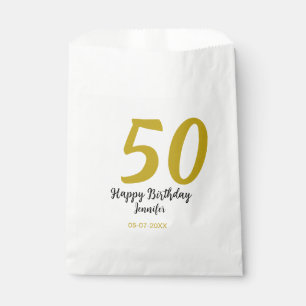 50th birthday add name date year black template go favour bag