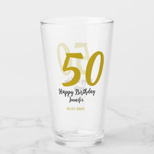 50th birthday add name date year black template go glass