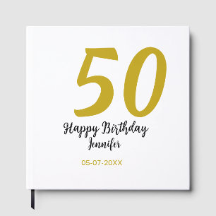 50th birthday add name date year black template go guest book