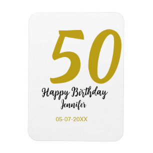 50th birthday add name date year black template go magnet