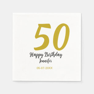50th birthday add name date year black template go napkin