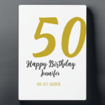 50th birthday add name date year black template go plaque<br><div class="desc">editable design</div>