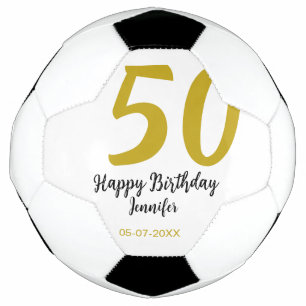 50th birthday add name date year black template go soccer ball