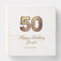 50th birthday add name date year gold floral bold 