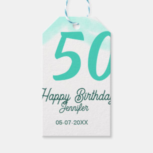 50th birthday add name date year green pastel bold gift tags