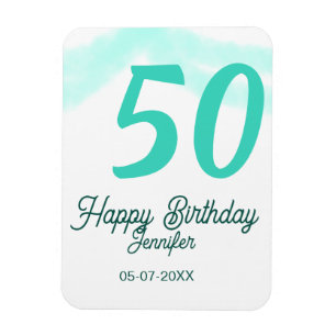 50th birthday add name date year green pastel bold magnet
