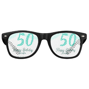 50th birthday add name date year green pastel bold retro sunglasses