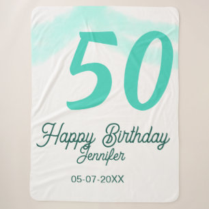 50th birthday add name date year green pastel bold sherpa blanket