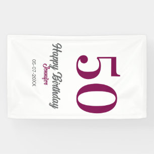 50th birthday add name date year mauve template banner