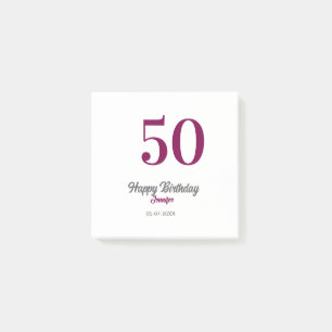 50th birthday add name date year mauve template post-it notes