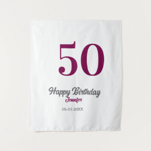 50th birthday add name date year mauve template tapestry