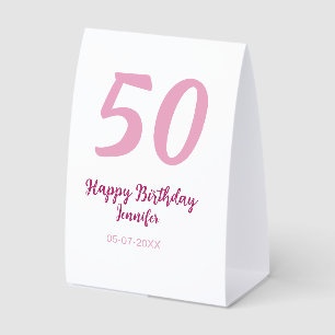 50th birthday add name date year pink red bold