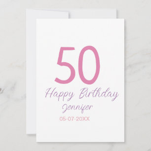 50th birthday add name date year pink template go