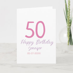 50th birthday add name date year pink template go