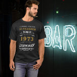 50th Birthday Add Your Name Born 1973 Legendary T-Shirt<br><div class="desc">50th Birthday born in 1973 Add your name Tshirt. Edit the name and year with the template provided. A wonderful custom black birthday Tshirt. More gifts and party supplies available with the "Legendary" design in the store.</div>
