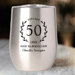 50th Birthday Aged to Perfection Custom Name Year<br><div class="desc">Super fun 50th birthday gift - wine or coffee tumbler features text that reads "Vintage - aged to perfection" Add the birthday person's age, year and name. So easy to customise - you can even change the text colour. This makes a truly one of a kind birthday gift that will...</div>