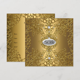50th Birthday  Anniversary Gold PartyJewel Invitation