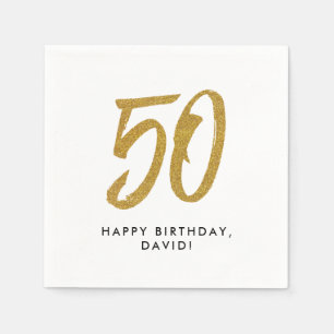 50th birthday anniversary golden personalized napkin