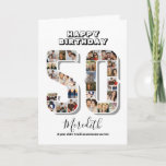 50th Birthday Anniversary Number 50 Photo Collage Card<br><div class="desc">Celebrate 50th birthday or wedding anniversary with this printable photo collage. Choose your favourite photos for display. Customise the name, text and date to fit your occasion. This will be a lovely keepsake with personalised message to look back on with family and friends. If you need any other number as...</div>