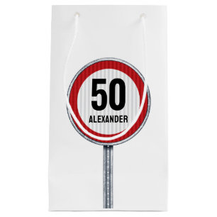 50th Birthday ANY AGE Speed Limit Sign Small Gift Bag
