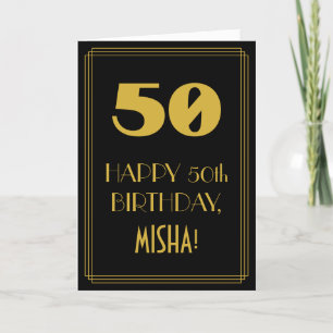 50th Birthday ~ Art Deco Inspired Look "50" & Name Card