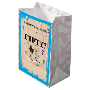 50th Birthday Bald Man Funny Surprise Medium Gift Bag