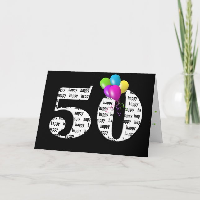 50th birthday balloon bouquet card (Front)