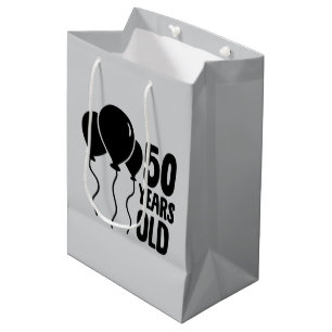 50th Birthday balloon word art Medium Gift Bag