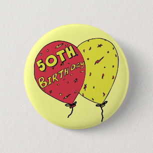 50th Birthday Balloons Button