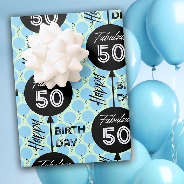 50th Birthday Balloons Wrapping Paper Sheet (Creator Uploaded)