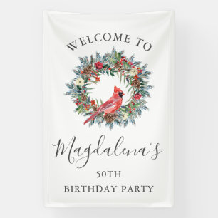 50th Birthday Banner Red Cardinal Custom Welcome