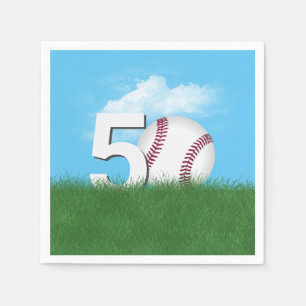50th Birthday Baseball In Green Grass Napkin