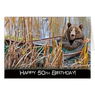 50th Birthday Bear in Boat