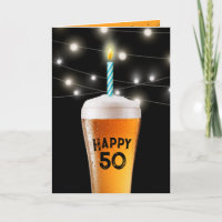50th Birthday Beer with Candle