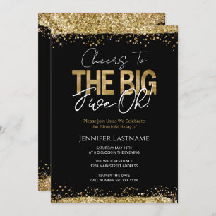 50th Birthday Black and Gold Invitation