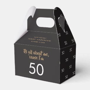 50th Birthday black and gold simple elegant modern Favour Box