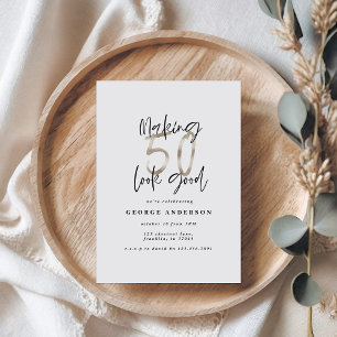 50th birthday black and silver elegant modern