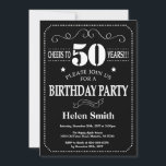 50th Birthday Black and White Chalkboard Invitation<br><div class="desc">50th Birthday Invitation Black and White Typography. Chalkboard. Black and White Background. Adult Birthday. Male Men or Women Birthday. Kids Boy or Girl Lady Teen Teenage Bday Invite. 13th 15th 16th 18th 20th 21st 30th 40th 50th 60th 70th 80th 90th 100th. Any Age. For further customisation, please click the "Customise...</div>
