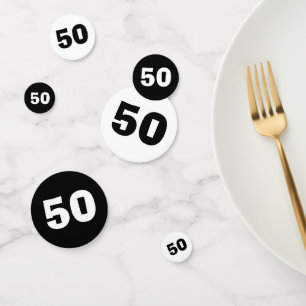 50th Birthday Black and White Confetti