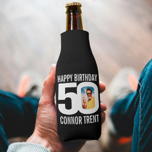 50th birthday black and white two photos Cooler