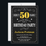 50th Birthday Black and Yellow Chalkboard Invitation<br><div class="desc">50th Birthday Invitation Black and Yellow Typography. Chalkboard. Black and White Background. Adult Birthday. Male Men or Women Birthday. Kids Boy or Girl Lady Teen Teenage Bday Invite. 13th 15th 16th 18th 20th 21st 30th 40th 50th 60th 70th 80th 90th 100th. Any Age. For further customisation, please click the "Customise...</div>