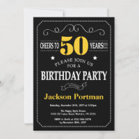50th Birthday Black and Yellow Chalkboard