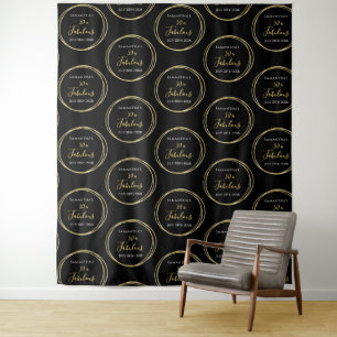 50th Birthday Black Gold 50 and Fabulous Backdrop Tapestry