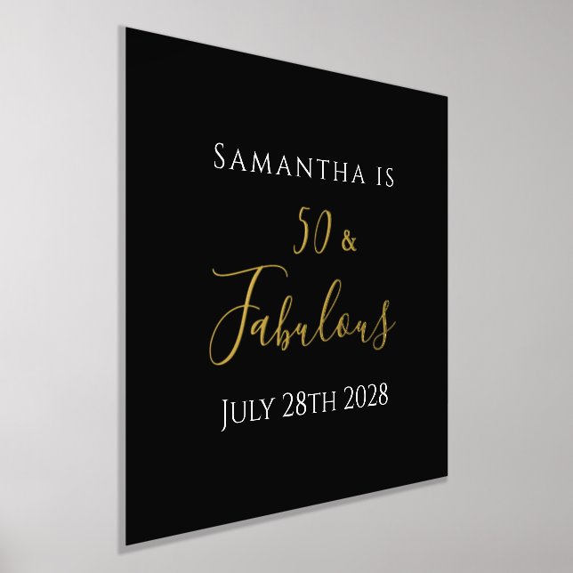 50th Birthday Black Gold Birthday Celebration Foil Prints (Laydown)