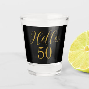 50th Birthday Black Gold Birthday Party Favor Shot Glass