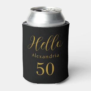 50th Birthday Black Gold Birthday Party Favour Can Cooler