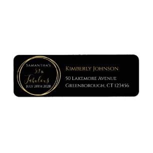 50th Birthday Black Gold Birthday Return Address Label
